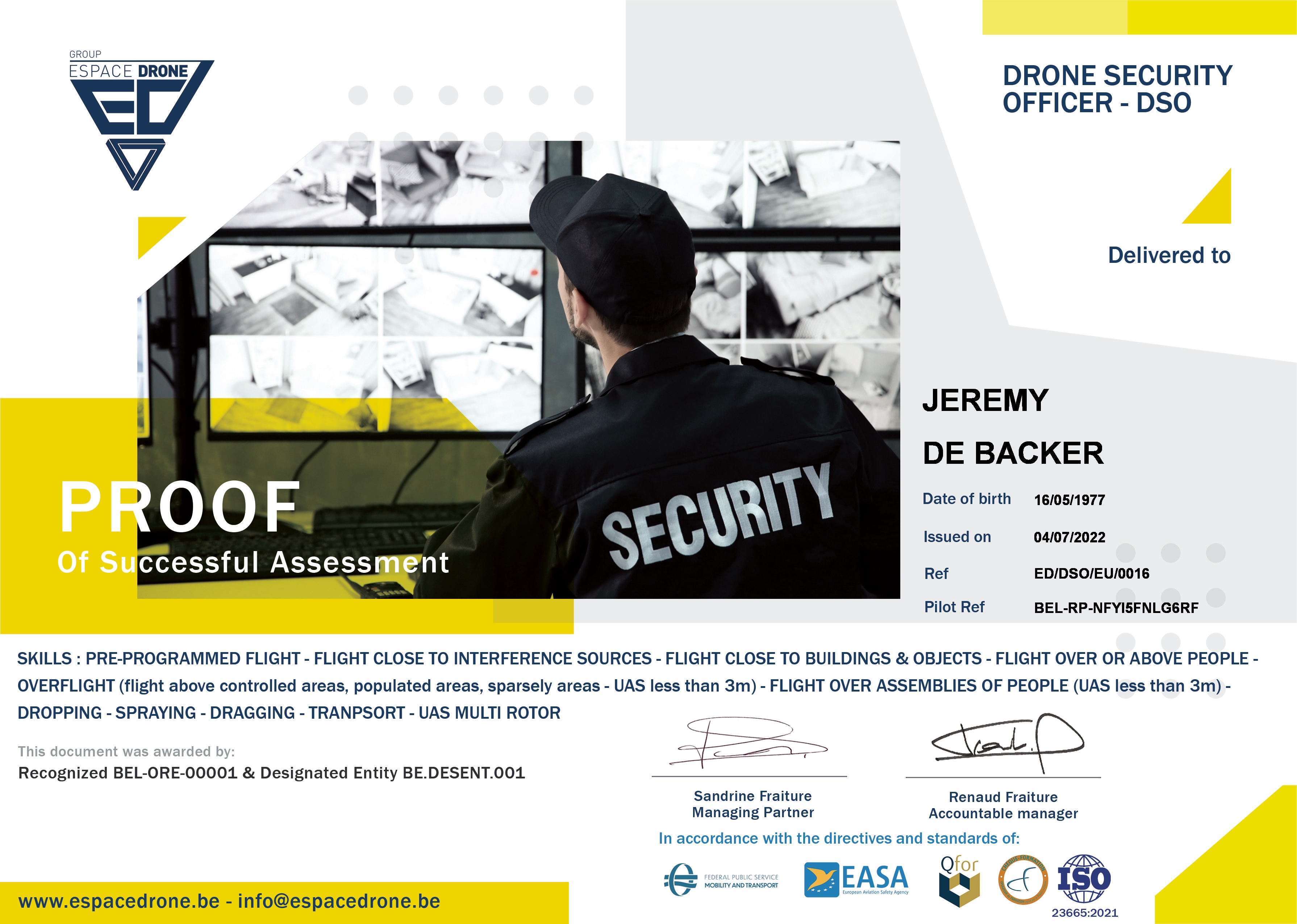Attestation Drone Security Officer