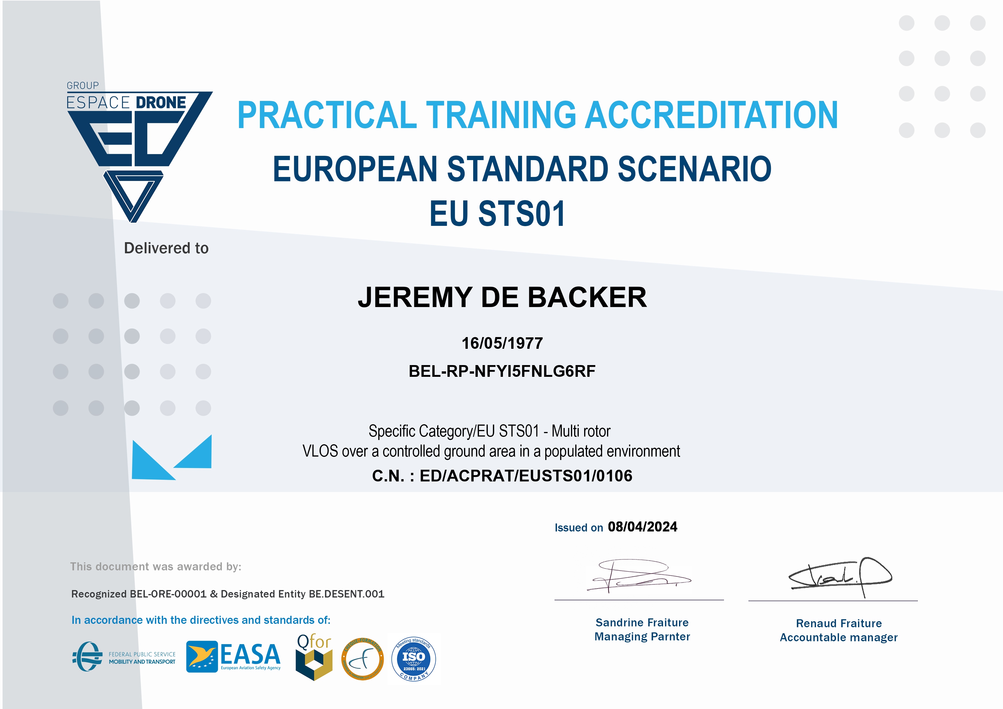 Accréditation pratique EU STS-01