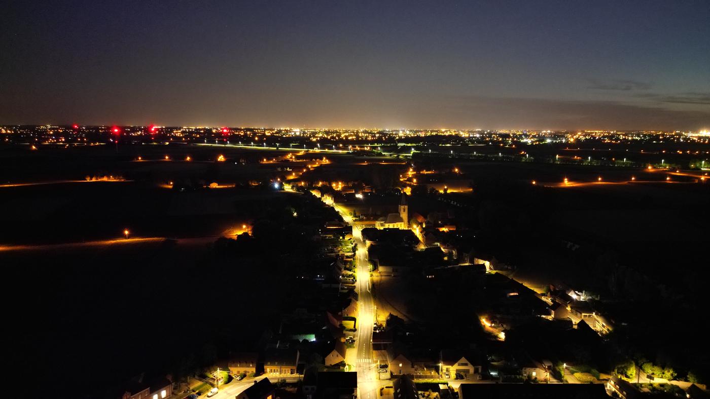 Vue aérienne nocturne St Léger — MaximumSky Photography